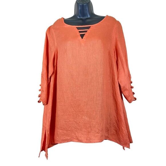 Ali Miles 100% Linen Tunic Top - Picture 1 of 10